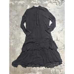Heidi Merrick Dress Small Womens Black Gauze Long‎ Sleeve Tiered Size M